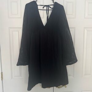 ASOS Black Mini Dress with Crochet Sleeves